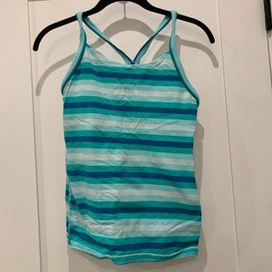 Teal Striped Lululemon Power Y Tank
